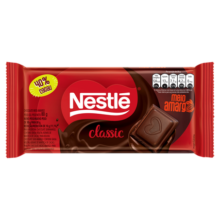 Chocolate nestlé classic meio amargo 80g