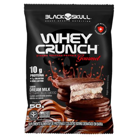 Alfajor Sabor Deam Milk e Chocolate Black Skull Whey Crunch 50g