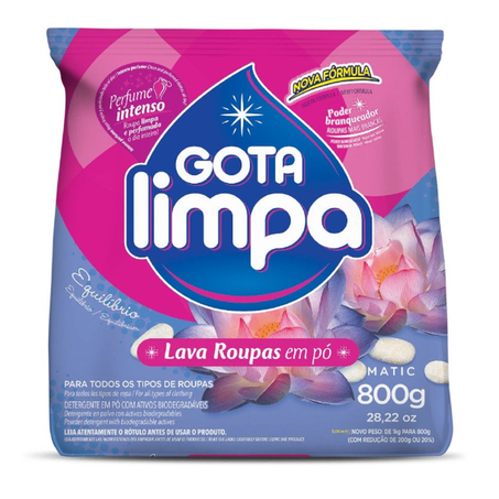 LAVA ROUPA PÓ GOTA LIMPA EQUILIBRIO SACHÊ 800G