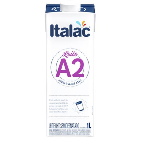 LEITE UHT ITALAC 1LT A2 SEMIDESNATADO