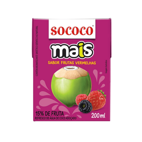 AGUA COCO SOCOCO MAIS 200ML FRUTAS VERMELHAS CX 24.0