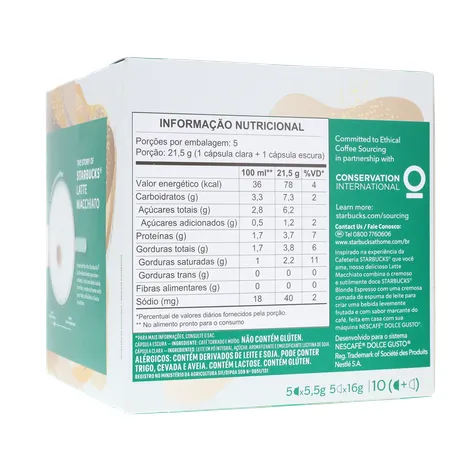 Café com Leite em Cápsula Starbucks Latte Macchiato Nescafé Dolce Gusto Caixa 107,5g 10 Unidades 360-16