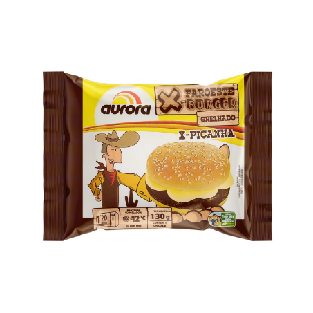 SANDUÍCHE CONGELADO X-PICANHA GRELHADO AURORA FAROESTE BURGUER