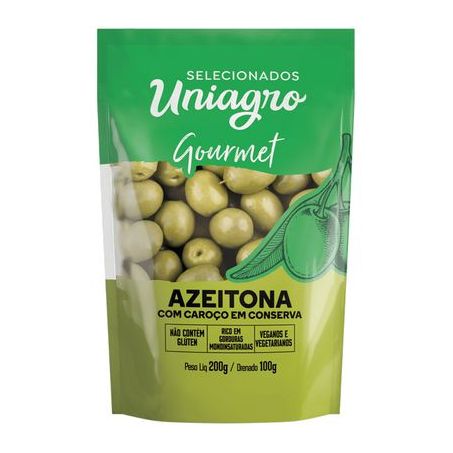 Azeitona Uniagro Com Caroço Pacote 100g 