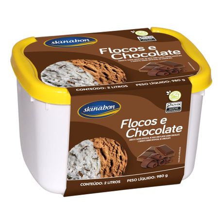Sorvete skinabon flocos/chocolate 2l