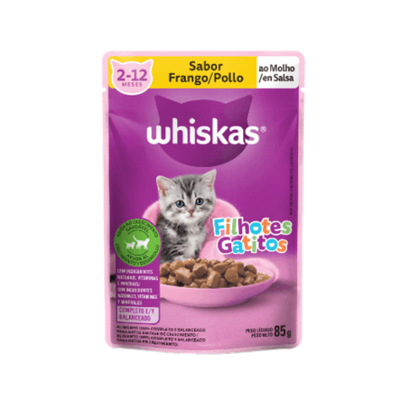 Alimento para Gatos Filhotes Whiskas Frango Ao Molho Sachê 85gr