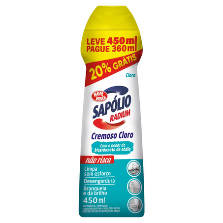 Saponáceo Radium 450ml - Cloro - Squeeze - Com 20% de Desconto