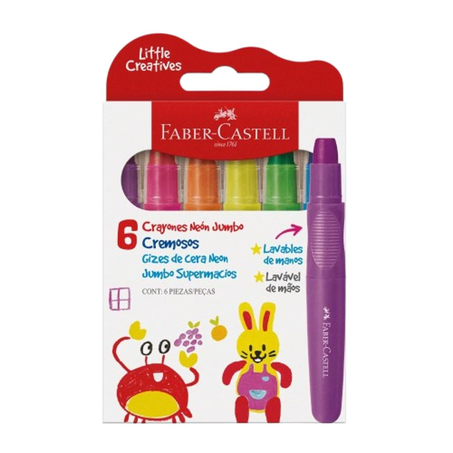 Giz de Cera Faber 120g - Jumbo - Supermacio - Com 6 Cores