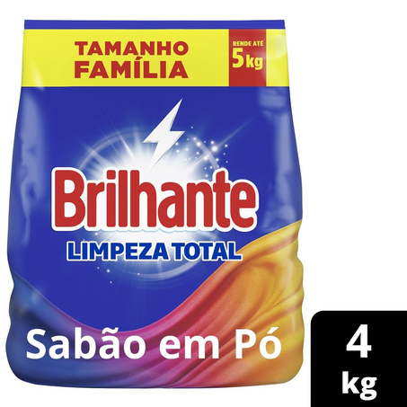 Lava Roupas em Pó Brilhante Limpeza Total 4Kg