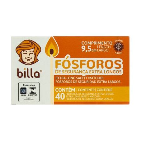 Fósforo de Segurança Extra Longo Billa 40 Unidades 9.5CM