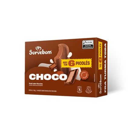 PICOLE SORVEBOM 354G C/6 CHOC