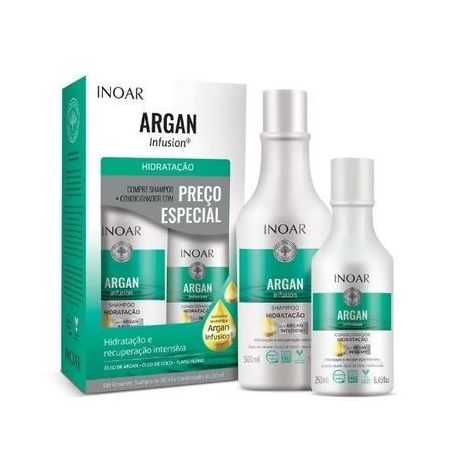 Kit Shampoo Inoar Argan 500ml e Condicionador Hidratação 250ml