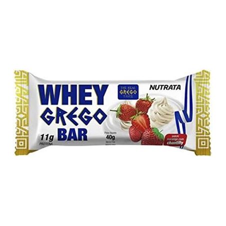 Barrinha Nutrata Whey Grego 40g Morango C/ Chantily