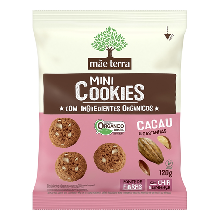 Mini Cookies Mãe Terra Integrais Cacau  Castanhas 120 g 360-5