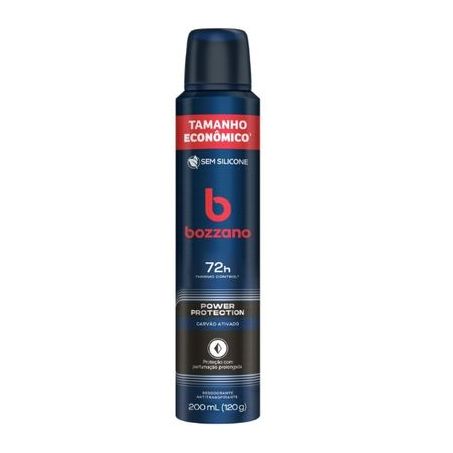 Antitranspirante Aerossol Bozzano Power Protection Carvão Ativado 200ml Spray Tamanho Econômico