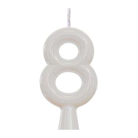 Vela Aniversário Alegria Tubular Lisa N.8 Branco