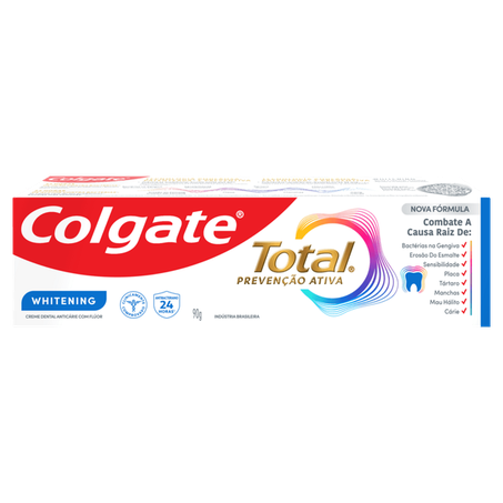 Creme dental colgate total whitening caixa 90g