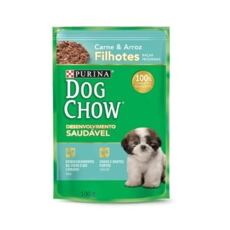 Ração Úmida Para Cães Pequenos Filhotes Dog Chow Carne Arroz 100G