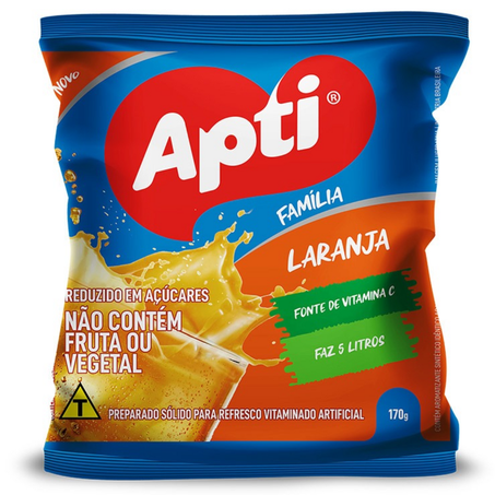 Refresco em po apti familia 170g laranja (faz 5 litros)