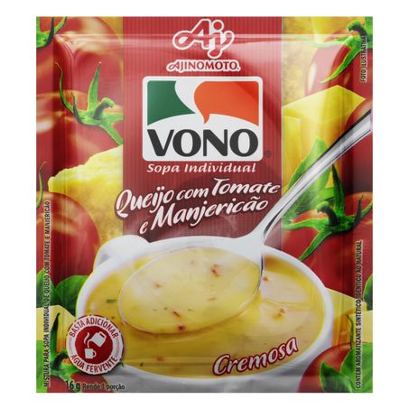 Sopa individual cremosa queijo com tomate e manjericão vono