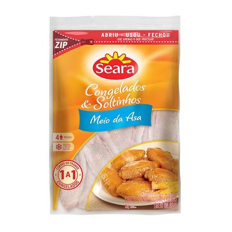 Meio da asa frango temperado seara iqf 1kg