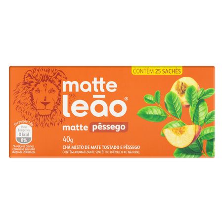 Chá mate pêssego matte leão com 25 unidades