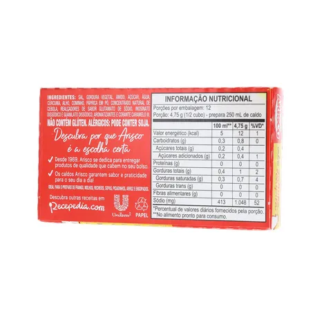 CALDO EM TABLETE ARISCO GALINHA CAIPIRA 57G 360-20