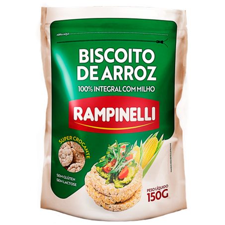 Biscoito de Arroz Rampinelli Integral Milho 150g