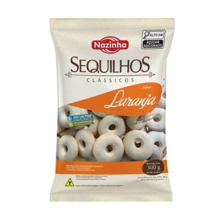 BISCOITO SEQUILHOS NAZINHA SEM GLUTEN/LACTOSE LARANJA 300G