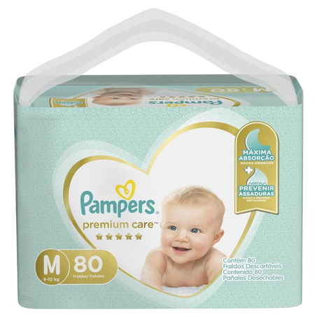 Fralda Pampers Premium Care Jumbo Tam. M - 80 unidades