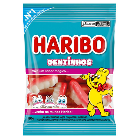 BALA HARIBO GELATINA DENTINHOS PC 80G