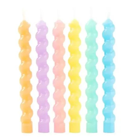 Vela ponto das festas macaron candy color rosa c/6un