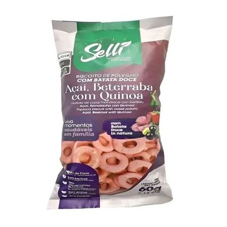 Biscoito de polvilho selli com açaí, beterraba e quinoa 60g