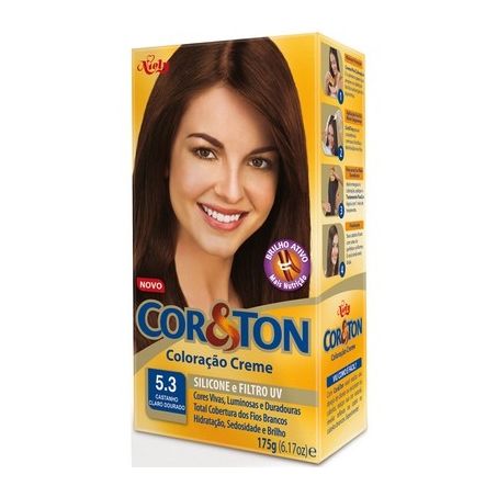 Tintura Para Cabelo Cor E Ton Castanho Claro Dourado 5.3 125G