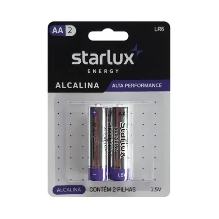 Pilha media alcalina starlux c/2