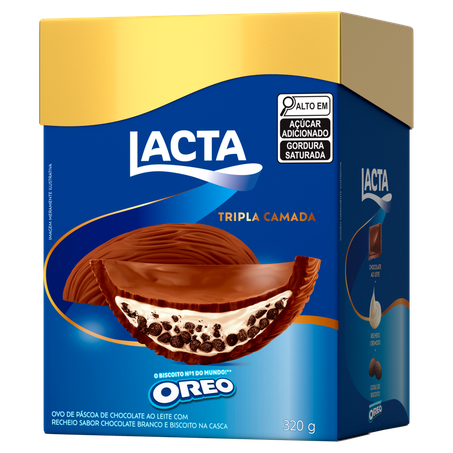Ovo de Páscoa ao Leite Recheio Oreo Lacta Tripla Camada Caixa 320g