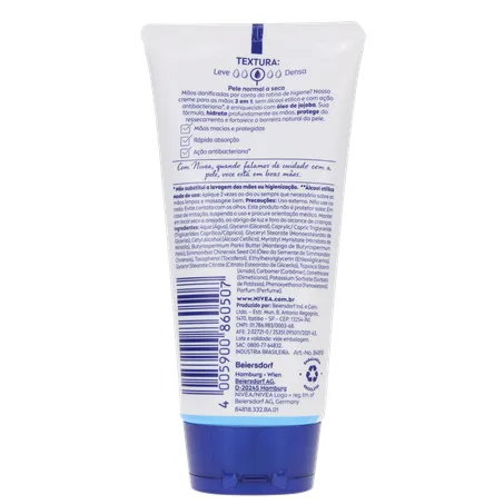 Creme hidratante nivea para mãos antibacteriano 3 em 1 bisnaga 75g 360-19