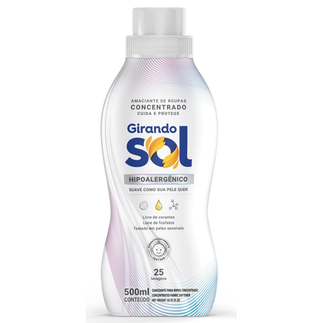 AMACIANTE CONC GIRANDO SOL HIPOALERGÊNICO 500ML