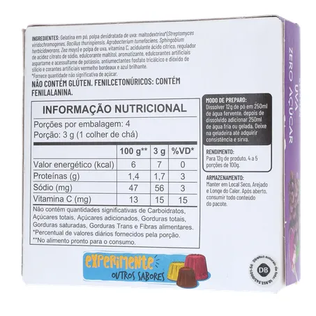 Gelatina Apti Sabor de Uva Zero Açúcar Caixa 12gr 360-20
