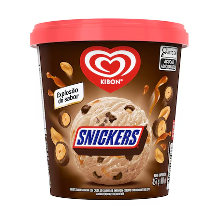 SORVETE KIBON BLAST SNICKERS 800ML