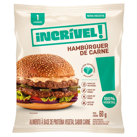 Hambúrguer Vegetal Incrível 60g - Carne - Congelado