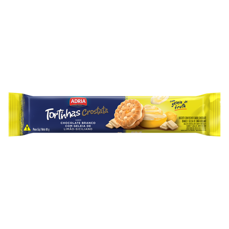 Biscoito Recheado Adria Tortinhas Crostata Chocolate Branco/Limão 80g