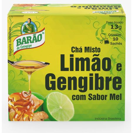 CHÁ BARÃO DE COTEGIPE MISTO LIMÃO, GENGIBRE E MEL CAIXA C/10 SACHÊS