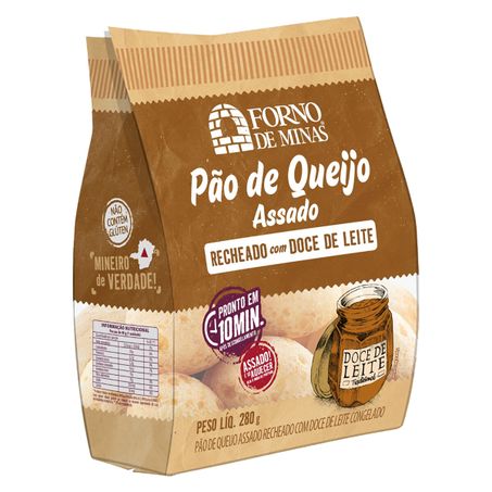 PÃO DE QUEIJO CONGELADO RECHEIO DOCE DE LEITE FORNO DE MINAS