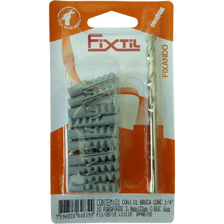 Kit de Broca e Parafusos Fixtil Tam. 6mm - Com 11 Peças - Ref. BPA/09