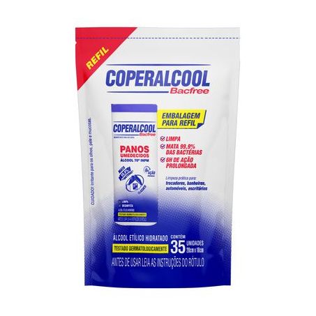 Panos Umedecidos Coperalcool Bacfree 70° 35un
