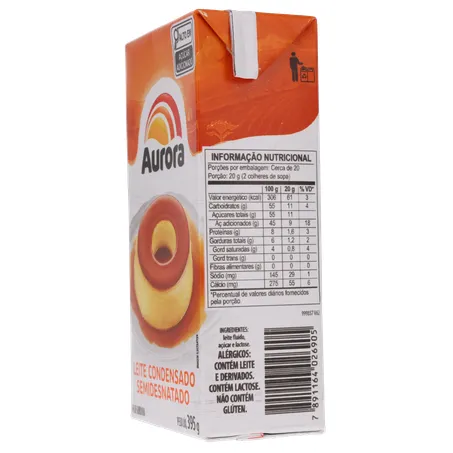Leite cond aurora semidesn. 395g 360-7