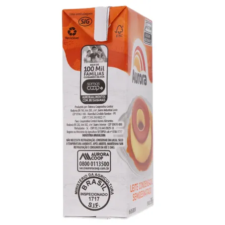 Leite cond aurora semidesn. 395g 360-29