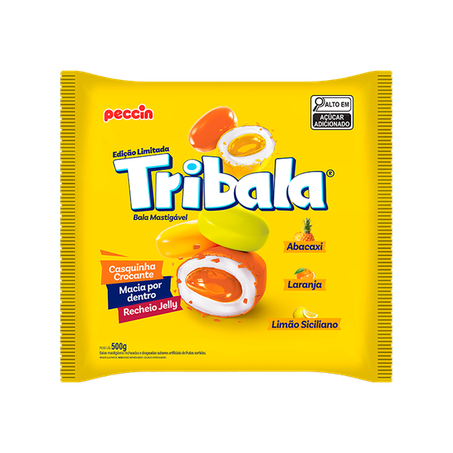Bala Peccin Tribala Amarela Sortida Pacote 500g 