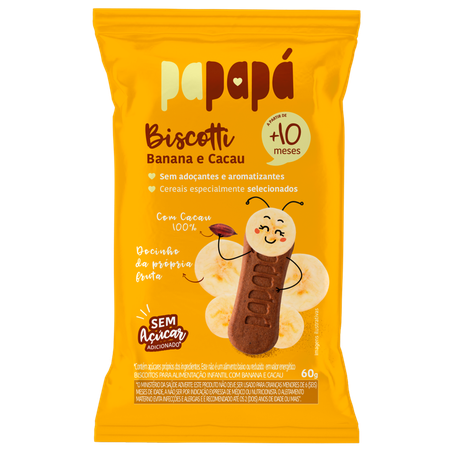 Biscoito Infantil Papapá Biscotti Banana e Cacau 60g